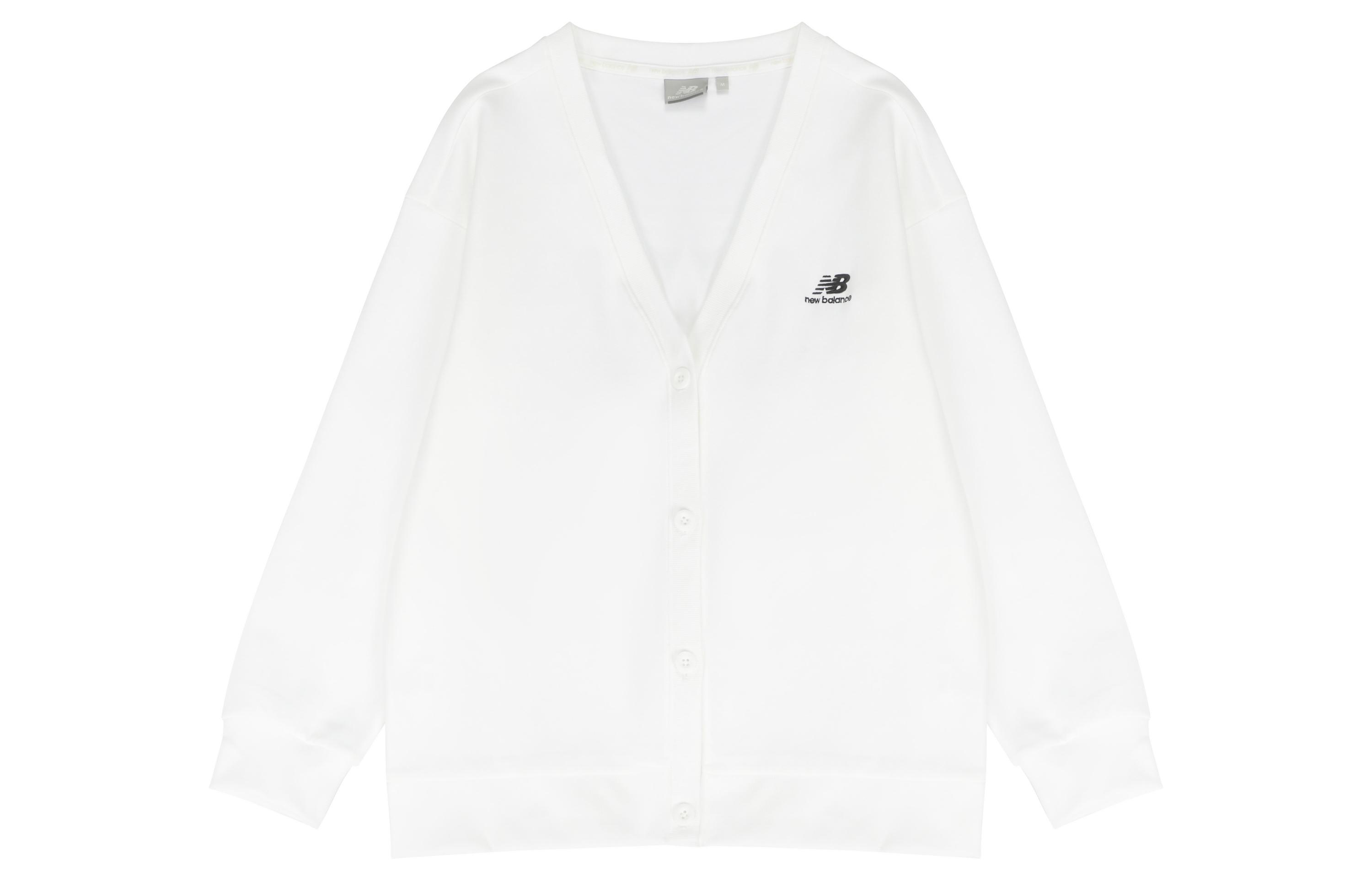 New Balance Knitwear Women s White V Neck Moderate Cardigan 6DC13042-WT L