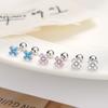 S925 Sterling Silver Inlaid Colorful Zircon Cross Screw Earrings for Women Small Exquisite Temperament Ear Accessories