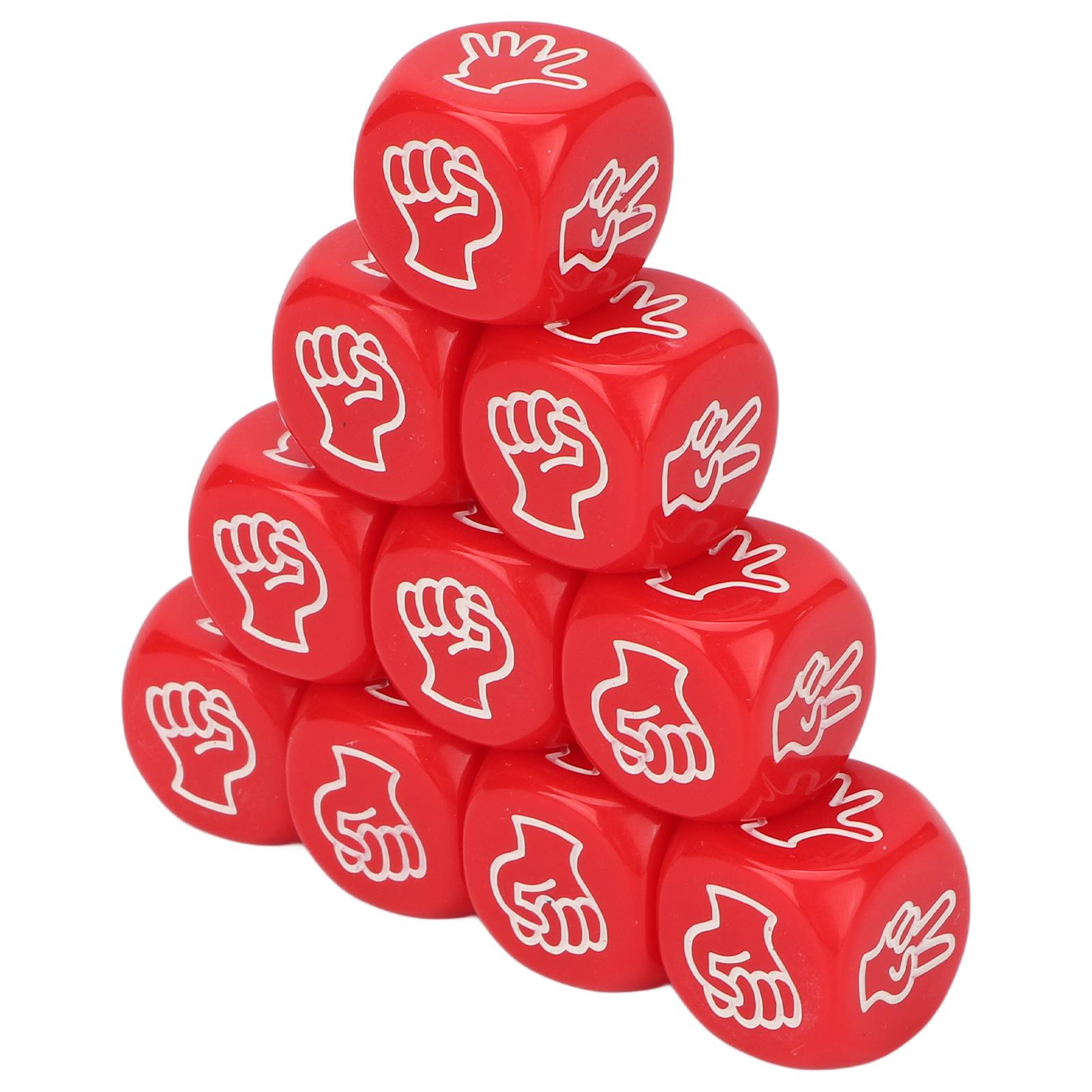

10PCS Finger Guessing Game Dice Bright Color Educational Plastic 6 Sided Dice Set for Party Red красный