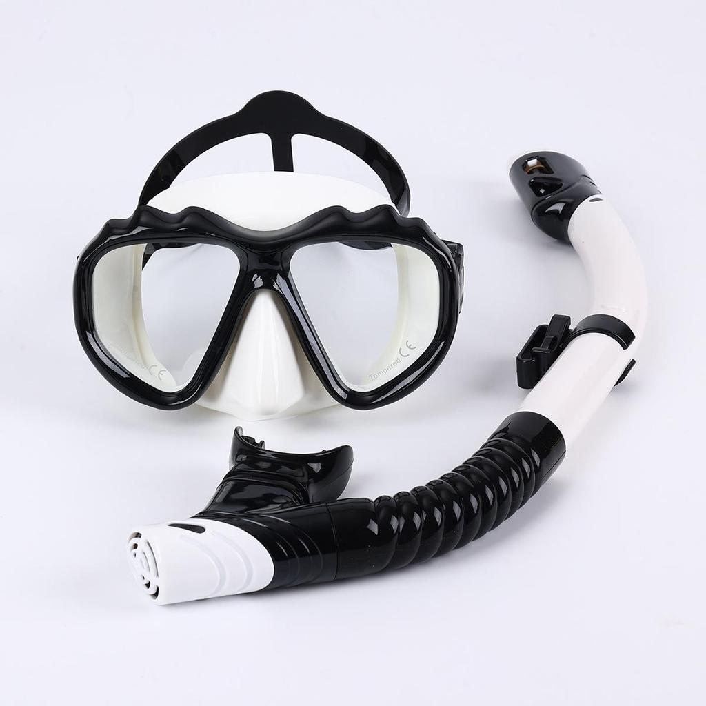 Maschera da Immersione in Silicone per Bambini e Adulti con Snorkel - Lente in Vetro Temperato HD, Montatura Grande