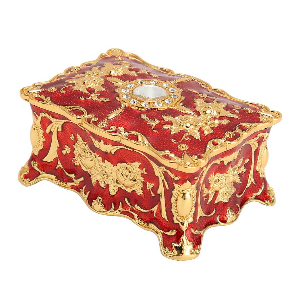 Vintage Jewelry Box Mini European Style Antique Jewelry Box Metal Enamel Ring Necklace Earring