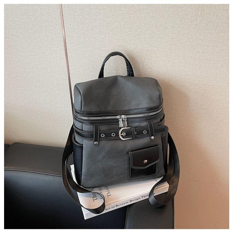 

New niche contrasting colors versatile large-capacity commuting schoolbag double shoulder simple class travel backpack чорний