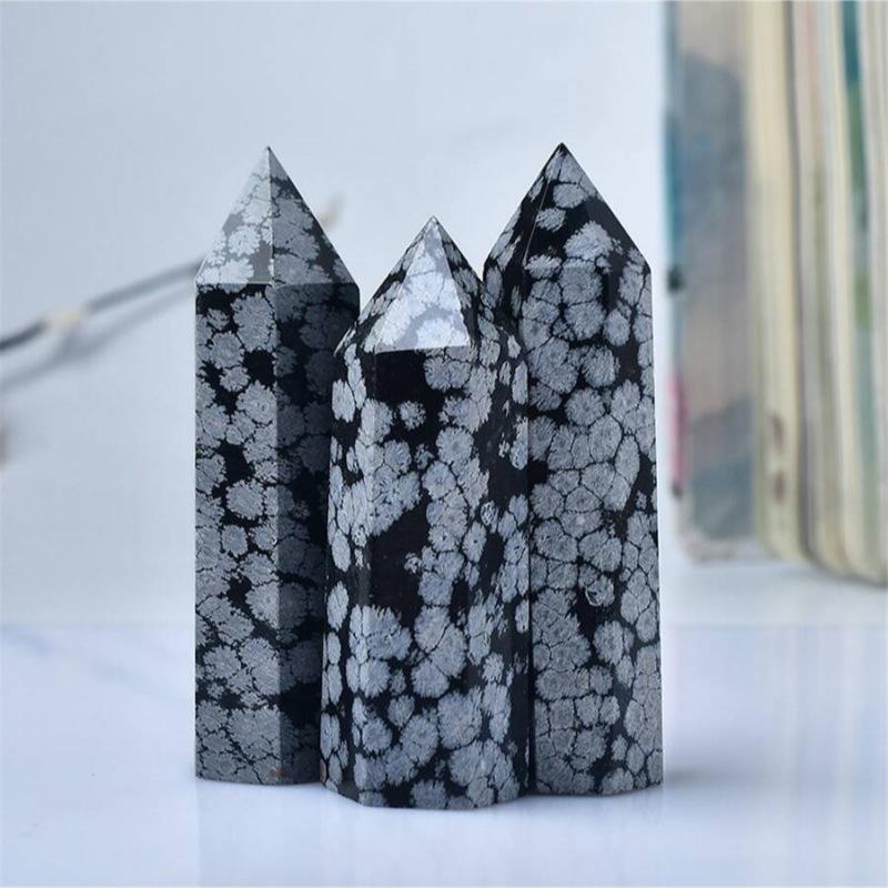 Natural Snowflake Obsidian Hexagonal Crystal Ornaments for Home Decor 7-8cm
