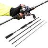 Casting Rods 4 Sections  Carbon Fiber Casting Fishing Rod and Max Drag 18 LB Casting Fishing Reel