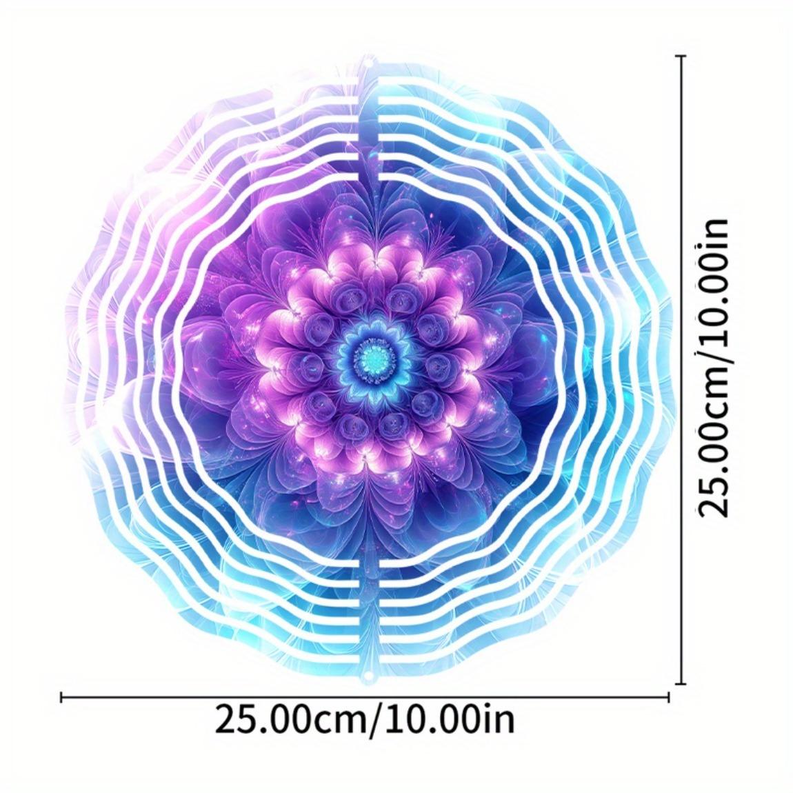 

Металлический ветряной спиннер 10 дюймов с цветочным дизайном, крючок с вращением на 360 градусов для уличного декора балкона, сада, газона, яркий фиолетово-синий, всесезонный подарок 01A