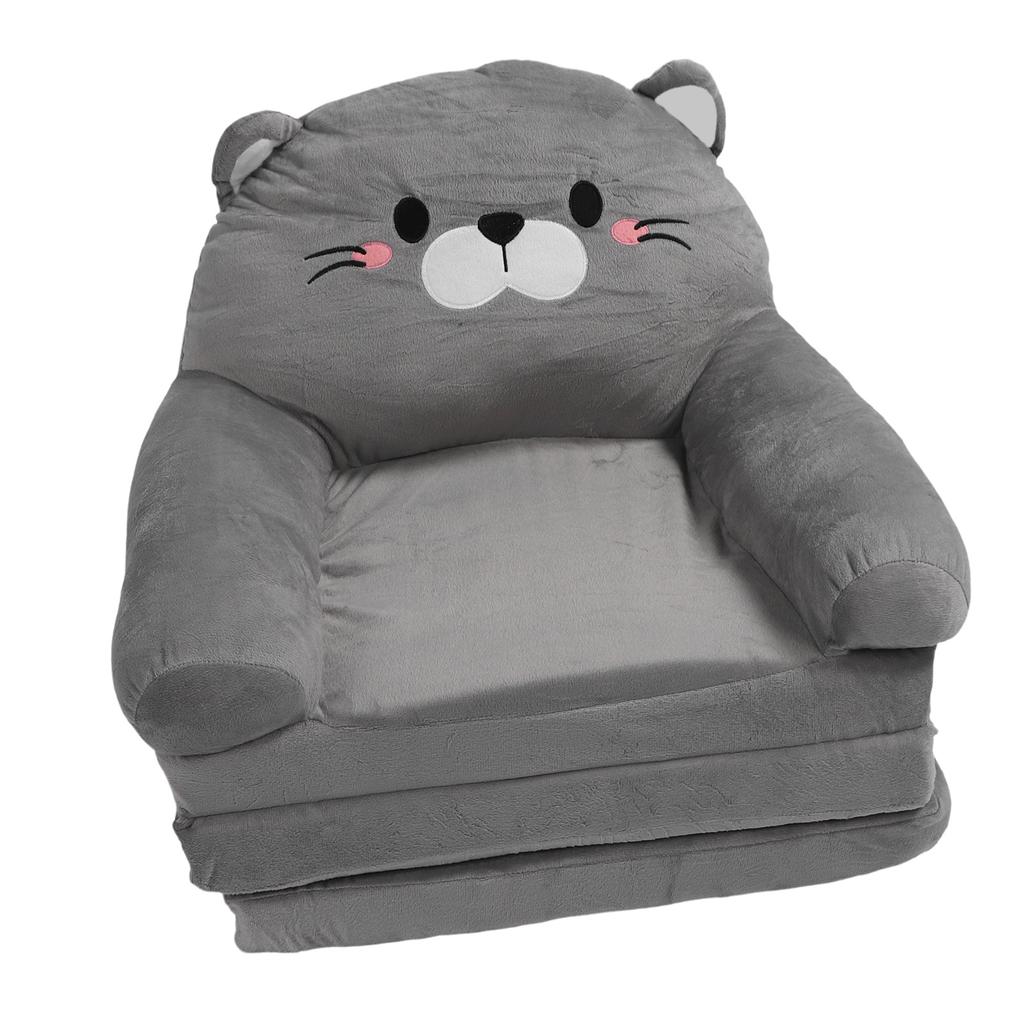 Kids Couch Toddler Chair Plush Cute Cat Fold Out Floor Seating Cushion Armrest Sofa Bed for Napping