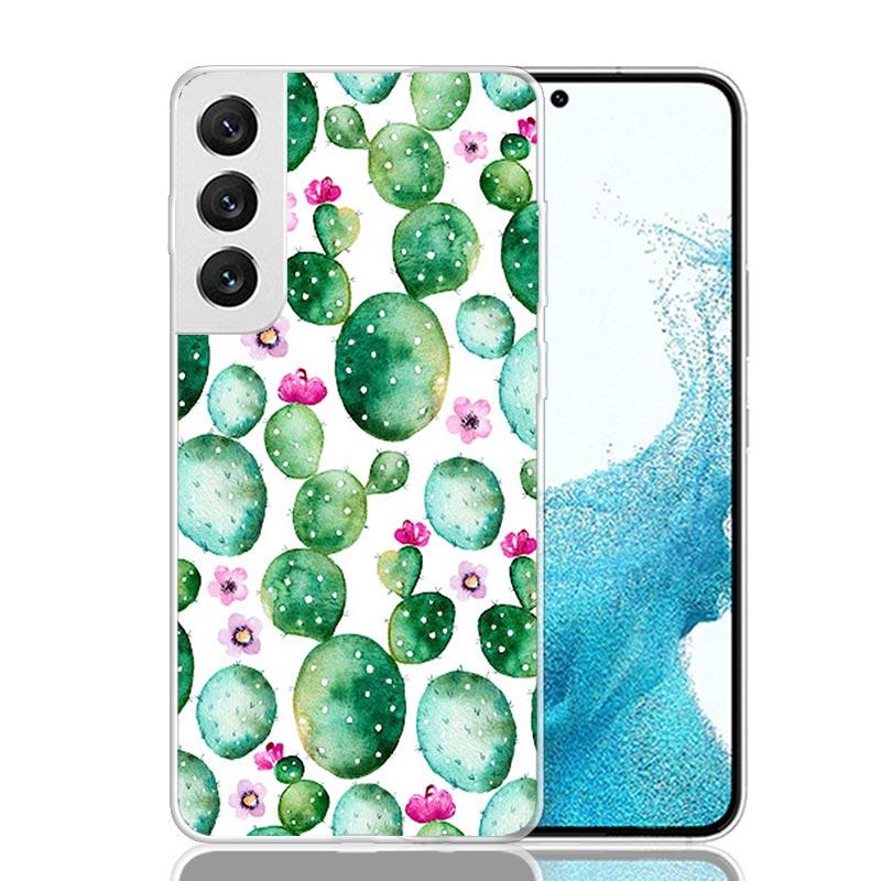 Cartoon Cactus Green Plants Phone Case For Samsung Galaxy S26 Ultra S23 S24 S25 Edge S20 FE S21 S22 Plus Soft Print Shell Cover