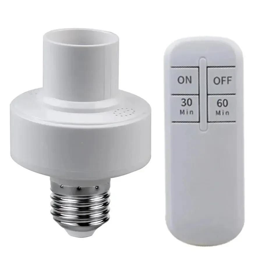 LED Light Bulb Socket E27 Wireless RF Remote Control Lamp Holder Timer Switch Long Distance 85-265V for Downlight Pendant