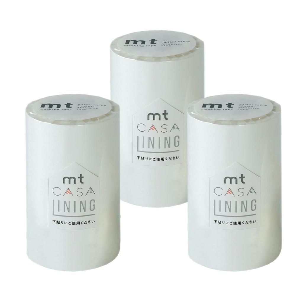 Mt Casa Set Wide X 20m for Underlaying Tape Opaque Wallpaper DIY Kakoshi Lining, 3-roll (100mm Long) Baseboards/masking (official Retailer), Peel-off,