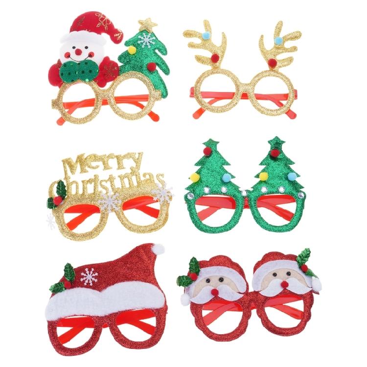 

Stylish Christmas Glasses Party Accessories Washable Plastic And Fabric Eyewear Lightweight Costume Accessories