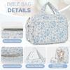 Quilted Bible Cover Case for Women Large with Pen Stickers Bible Study Supplies Protective Dust-proof Bible Cover Bag
