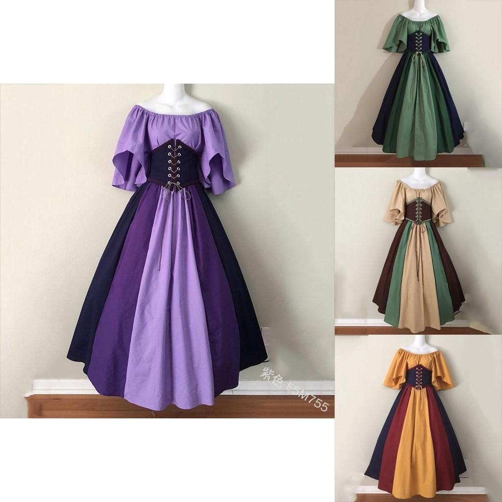 Retro Princess Gown With Puff Sleeves And Tie Waist For Stage Show And Cultural Events