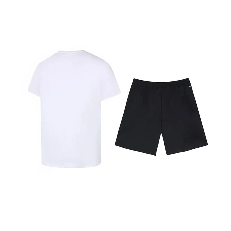 Li-Ning Plain Round Neck Pullover Short Sleeve T-Shirt Simple Breathable Quick-Dry Comfortable Versatile Shorts Casual Sports Set ATSS069-11+YKSV147-2