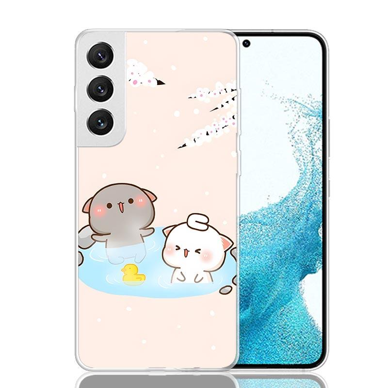 

Cute Peach Goma Cat Phone Case For Samsung Galaxy S26 Ultra S23 S24 S25 Edge S20 FE S21 S22 Plus Soft Print Shell Cover Fundas G Samsung S26 Plus