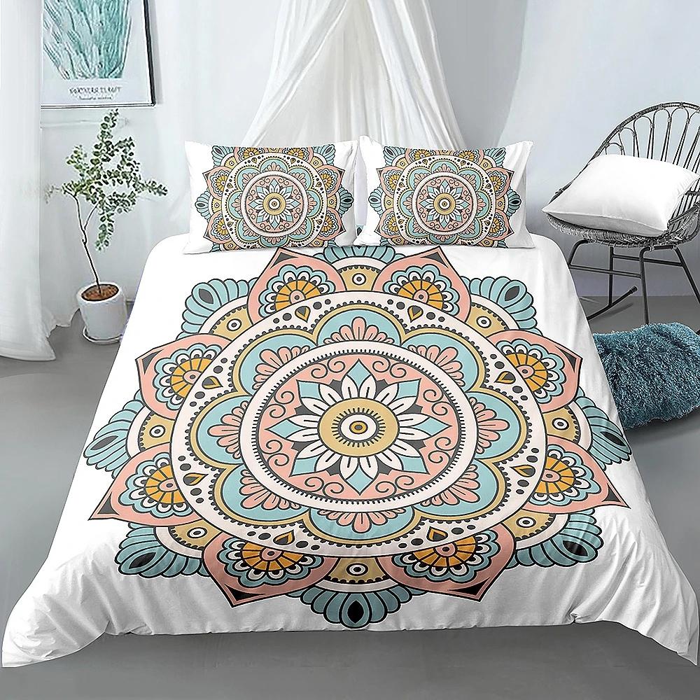 Boho Pościel Mandala Poszewka na Kołdrę Luksusowa Miękka Pokrowiec na Kołdrę Rozmiar Queen 2/3 Sztuki Styl Boho Kwiatowa Pościel Pokrowiec Tekstylia Domowe