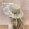 Lace summer sunshade Lolita sun-protection bow beach seaside sunshade hat, country ribbon hat