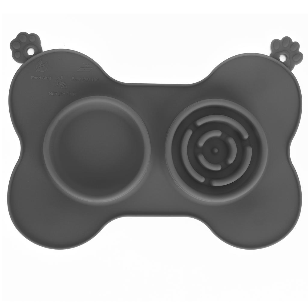 Portable Pet Dog Feeding Bowls Silicone Puppy Cat Eating Feeder Dish Bowl Pet SuppliesGrey