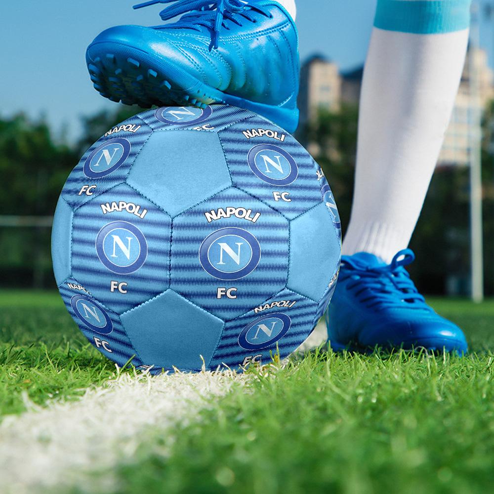Pallone Calcio a 5 Napoli FC Colorato Per Tutte le Età Misura 5 Cucito a Macchina PVC Pronto per la Competizione Resistente Alto Rimbalzo