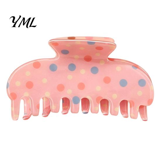 Durable Hair Clamps Colorful Polka Dot Claw Clip for Women, Sweet Macaron Style Non-slip Shark Non Damaging Gripper Thick Hair, Lightweight