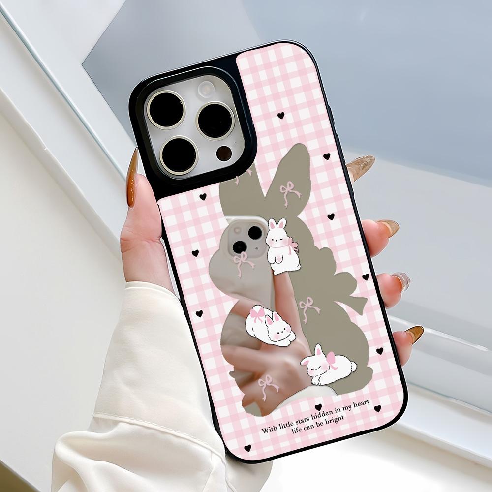 Mirror Phone Case for iPhone 15 11 13 14 for 15 16 Pro Max 12 13 16 Pro Cloud Flower and Animal Cute Style Phone Case