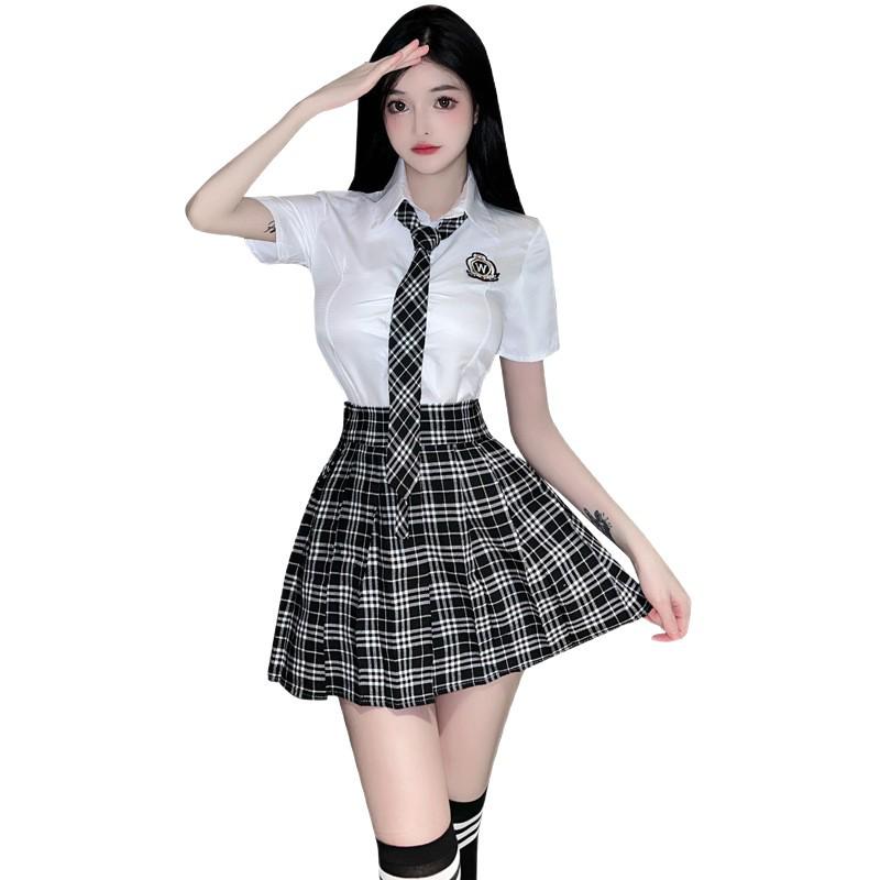 Sexy JK Plaid Lingerie School Uniform Role-Play Costume