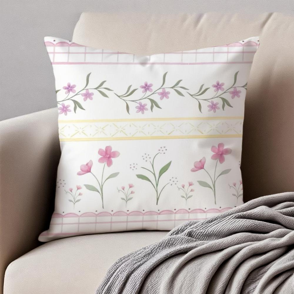 Tea Break Floral Cushion Cover Pillowcase Antidustmite Invisible Zipper Short Plush Sofa Cushion