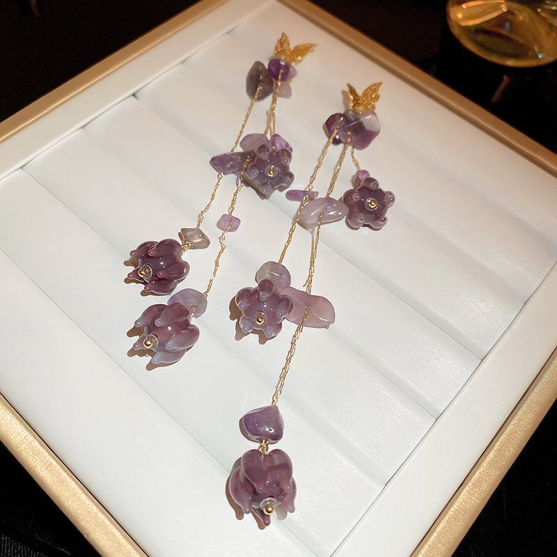 Atmosphäre blume quaste ohrringe ins kleine frische temperament ohrringe modische high-end-ohrringe