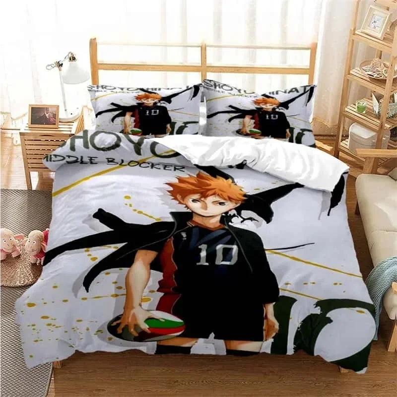 3d Print Volleyball Anime Haikyu Bedding Set Printed With Pillowcase Bed Duvet Cover Soft Single Double Queen Super King Size