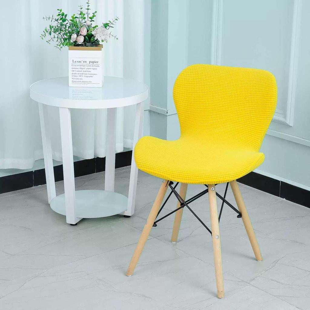 1pc Solid Color Butterfly Chair Cover Stretch Curved Dining Seat Cover Kitchen Hotel Chair Slipcovers Durable Chair Protective Cover