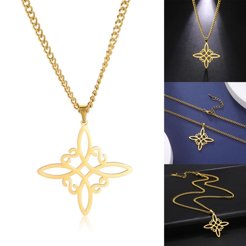 Fashion Celtic-Knot Pendant Necklace Witches-Knot Choker Chain Triquetra-Trinity Charm Clavicle Chain Jewelry Ornament