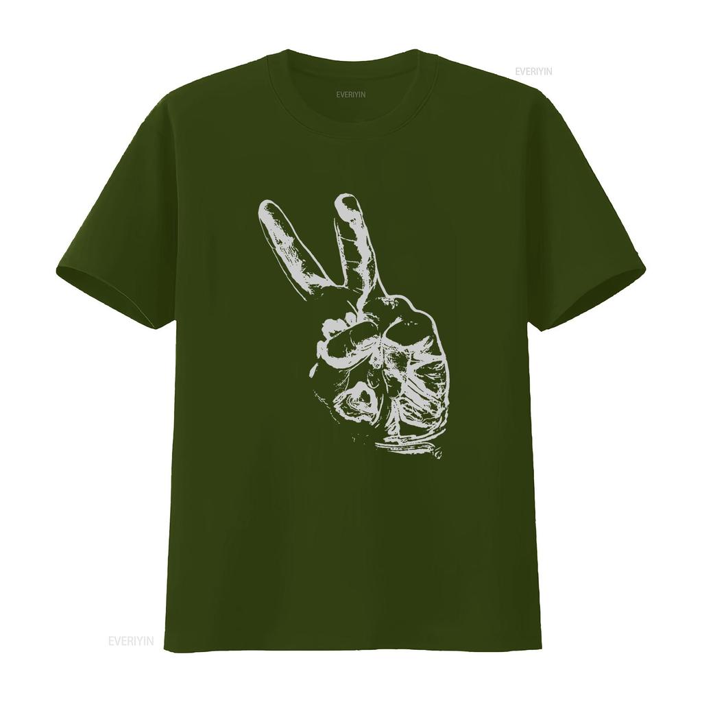 Peace Out Hand Sign T Shirt Artistic Design Pacifist Victory Humanist  Vintage Washed Fashion Comfortable Homme