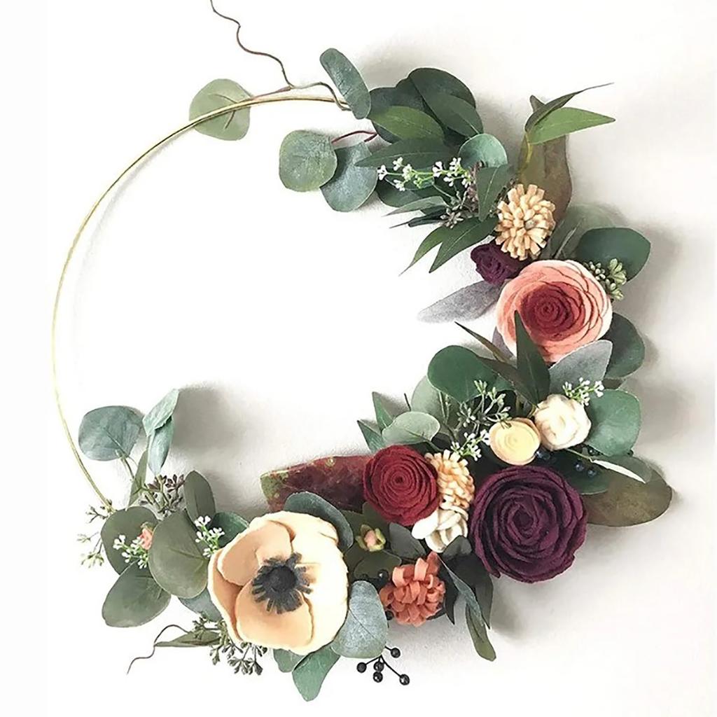 24Pcs Artificial Eucalyptus Stem Branches Round Eucalyptus Leaf with White Flower Decor Artificial Wedding Decor Plant