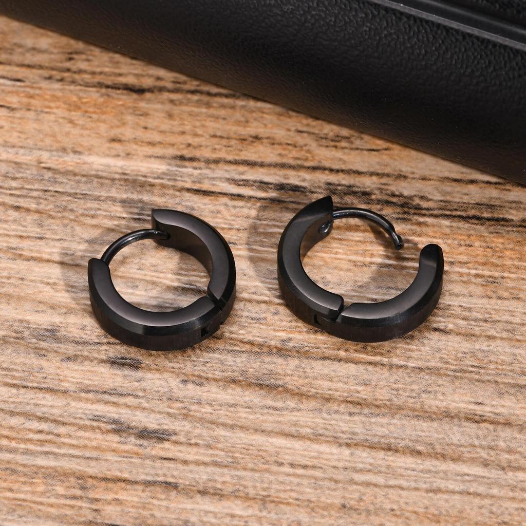 Stainless Steel Jewelry Anti Allergy Hoop Earrings Women Man Simple For Dad  Mom Boyfriend Girlfriend Valentine's Day Gift