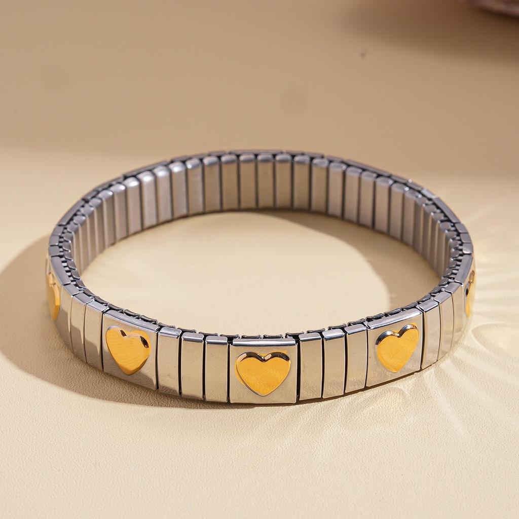 Stainless Steel Heart & Irregular Splicing Bracelet: Fashionable, Versatile, High-End Jewelry for Women