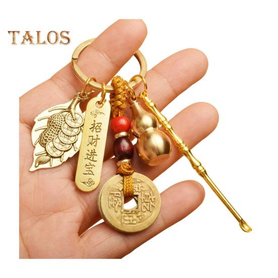 

Винтажный брелок-подвеска в виде тыквы на удачу, брелок-кошелек из цельной латуни с монетами, брелок-подвеска в стиле фэн-шуй, привлекающий богатство F