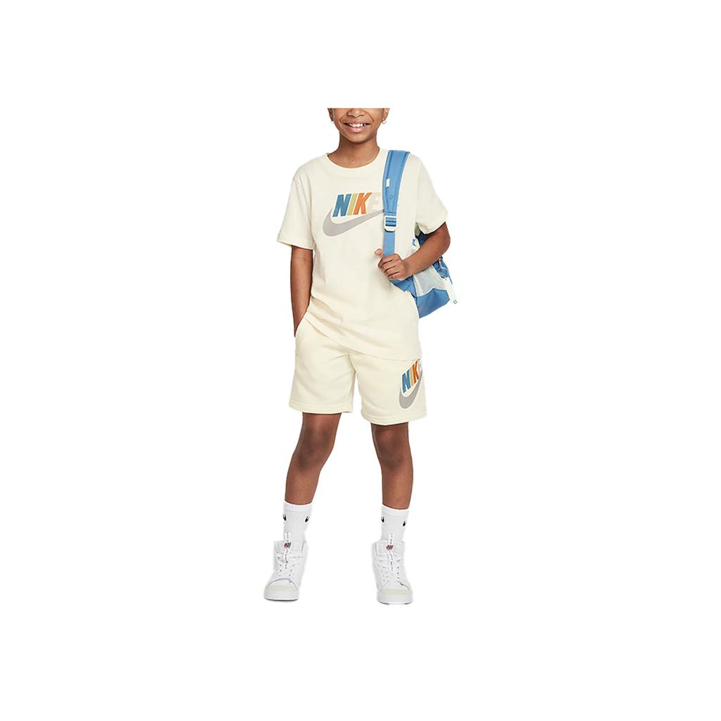 Nike Sportswear Breathable Comfortable Round Neck Pullover Short Sleeve T-Shirt Kids Tops Coconut-Milk FZ5178-113