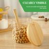 Kitchen Glass Condiment Jar Set Wood Lid with Tray Spoon Clear Spice Salt Container Dust-Proof Coffee Beans Organizer Bottle