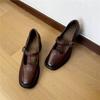 First Layer Leather British Retro T-strap Mary Jane Shoes Women's Thick Heel High Heel Small Leather Shoes Single Shoes
