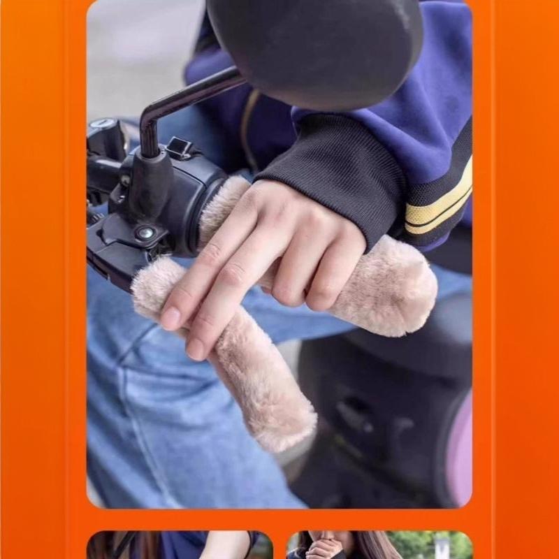 Simulated Plush Winter Motorbike Handle Grip Glove Warm Windproof Universal Cover for Scooter E-bike Daily Riding Use