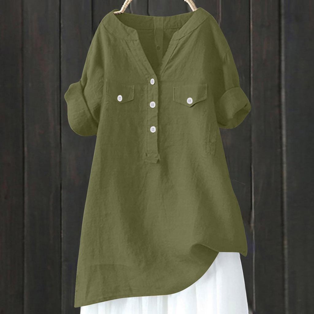 Women's Fashion Loose Casual Summer V-neck Short Sleeve T-shirt