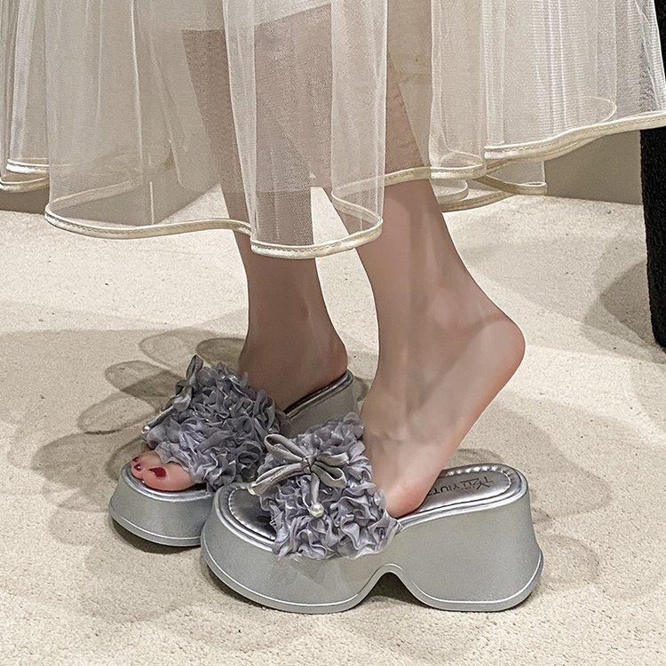 High-top Slippers, New Style, Sandals, Heightening Shoes, Women s Shoes, Lazy Half Slippers 35