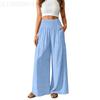 European and American Fashion Casual Women's High-Waisted Wide-Leg Pants with Pockets