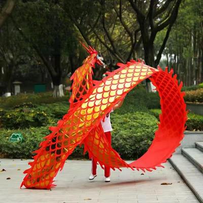 6M Poteaux à Ruban Danse du Dragon Doré Jeu Sportif Carnaval Athlétique Jouets de Performance sur la Place Activités de Groupe Accessoire