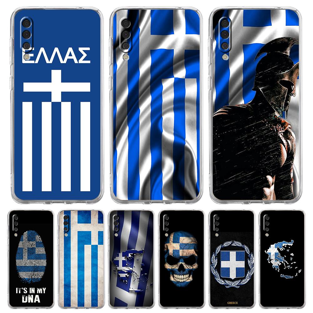 Greece Greek Flag Transparent Phone Case for Samsung Galaxy A16 A14 A12 A22 A24 A42 A02 A06 A50 A70 A20 A30 A40 Soft TPU Cover