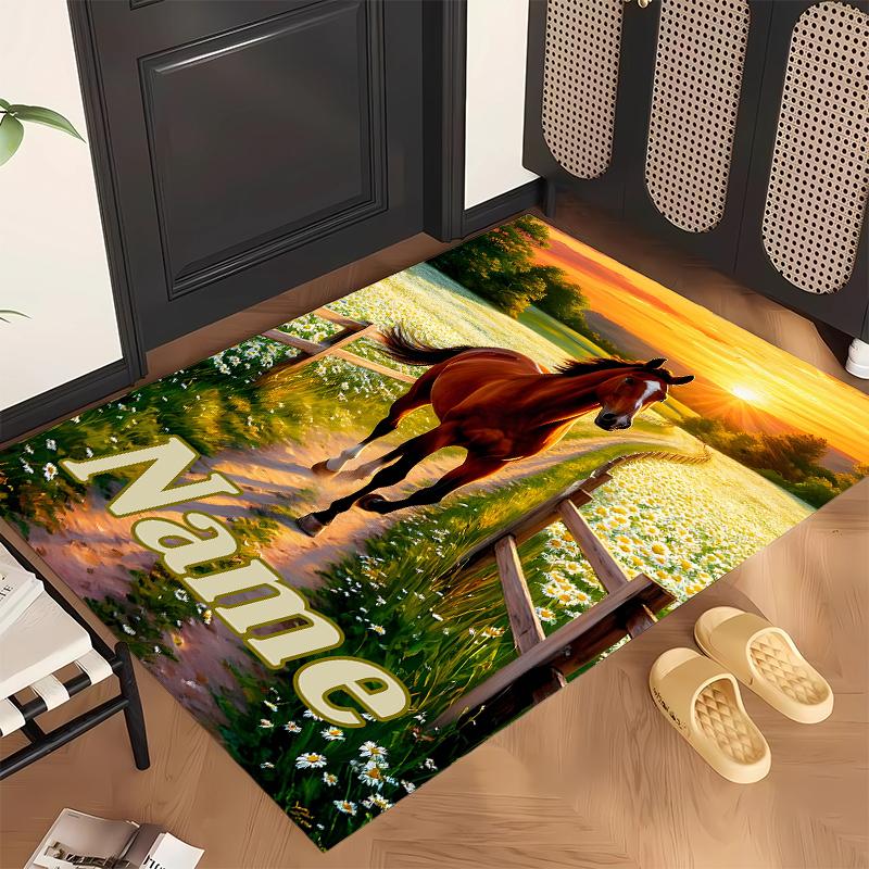 vivid horse (5) Personalized name Office Carpet Stylish Decor for Living Room Bedroom Kitchen