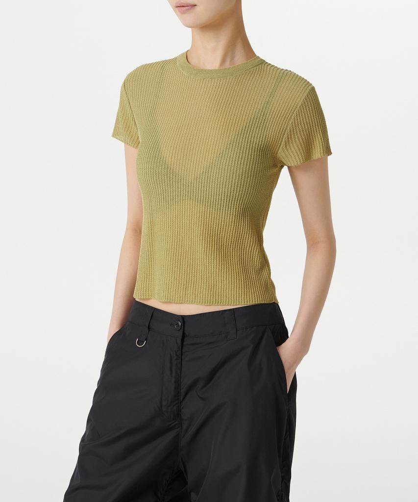 MUSINSA STANDARD WOMAN Women'S Sheer Textured Crew Neck Short Sleeve Knit [Light Moss]