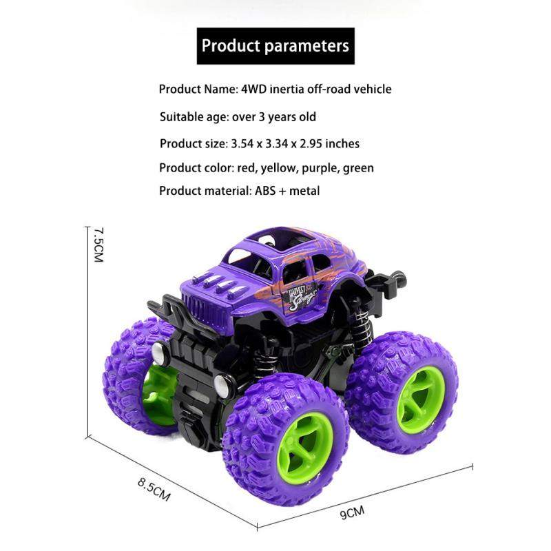 New! 360° Rotating Stunt Off-road Cars 4 Wheel Inertia Drive Crash Shock Resistant Toy Cars For 3-6 Years