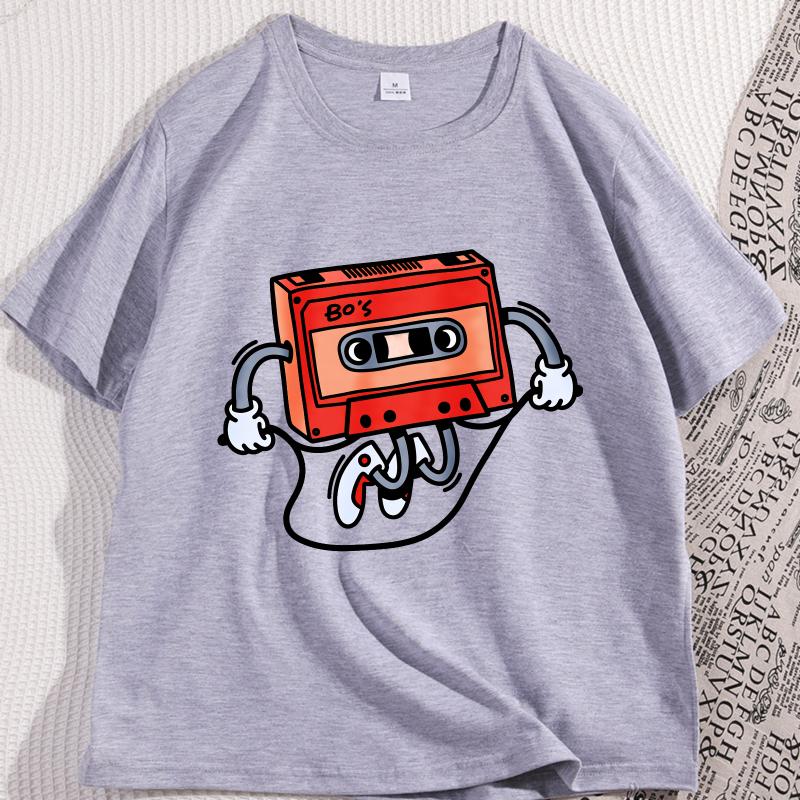Tape Cassette Tape Oversized TShirt Men Women Vintage Funny Graphic T Shirts Cotton Short Sleeve Round Neck Tees Streetwear