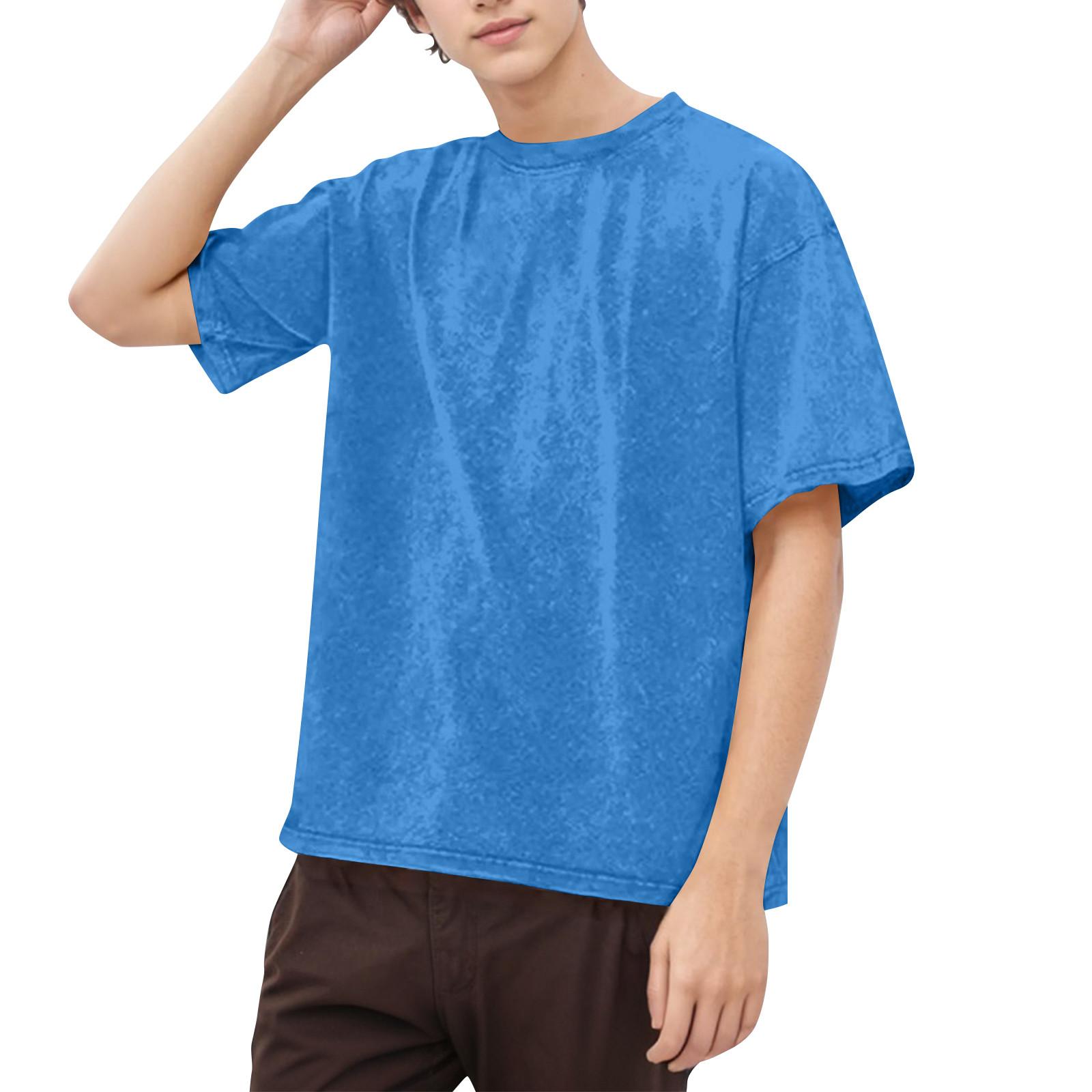 Мужская однотонная рубашка с рисунком снежинок повседневная большого размера с короткими рукавами L синий 1819₽