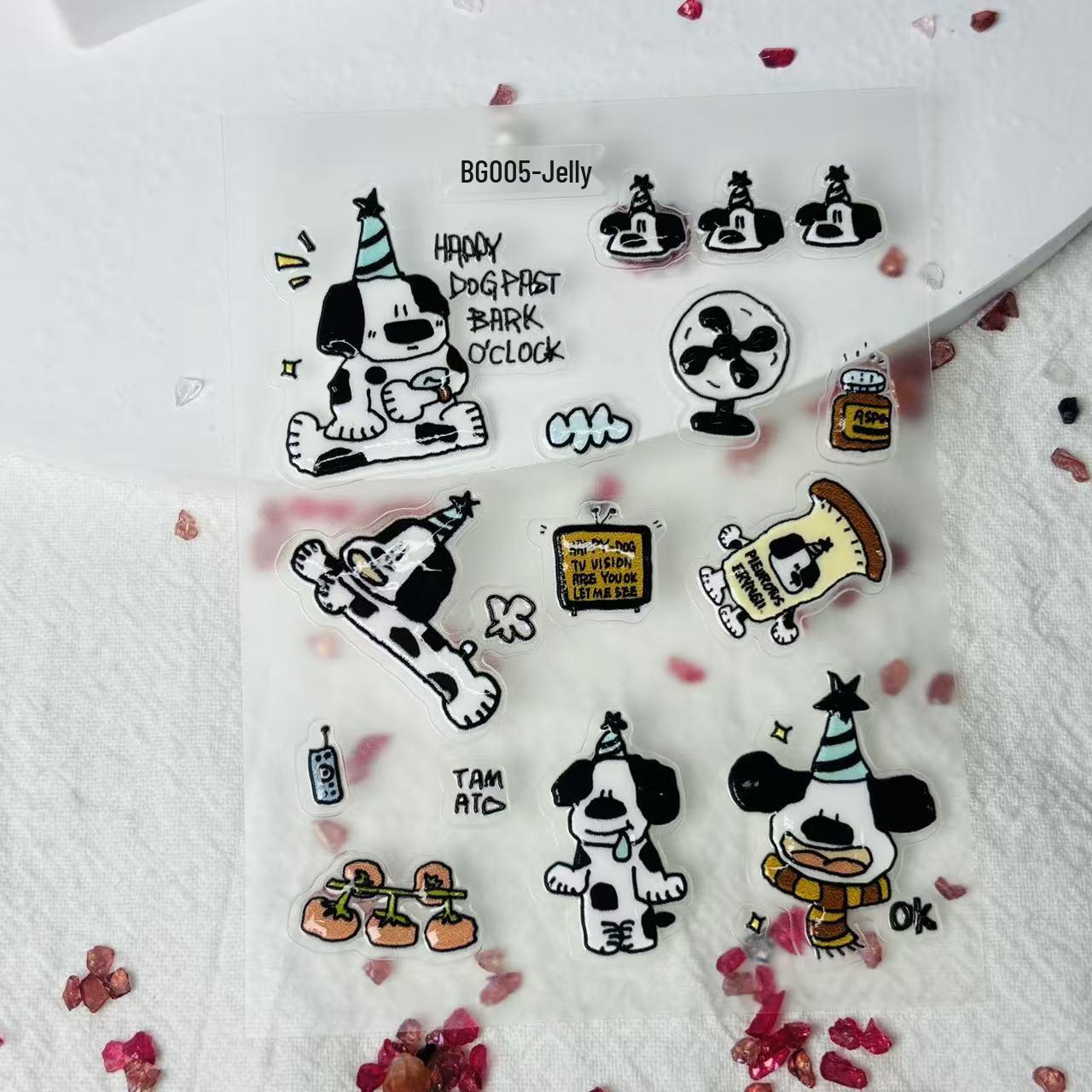 Cartoon Puppy Nail Art Stickers for Pet and Phone Decoration with Jelly Drip Glue BG005